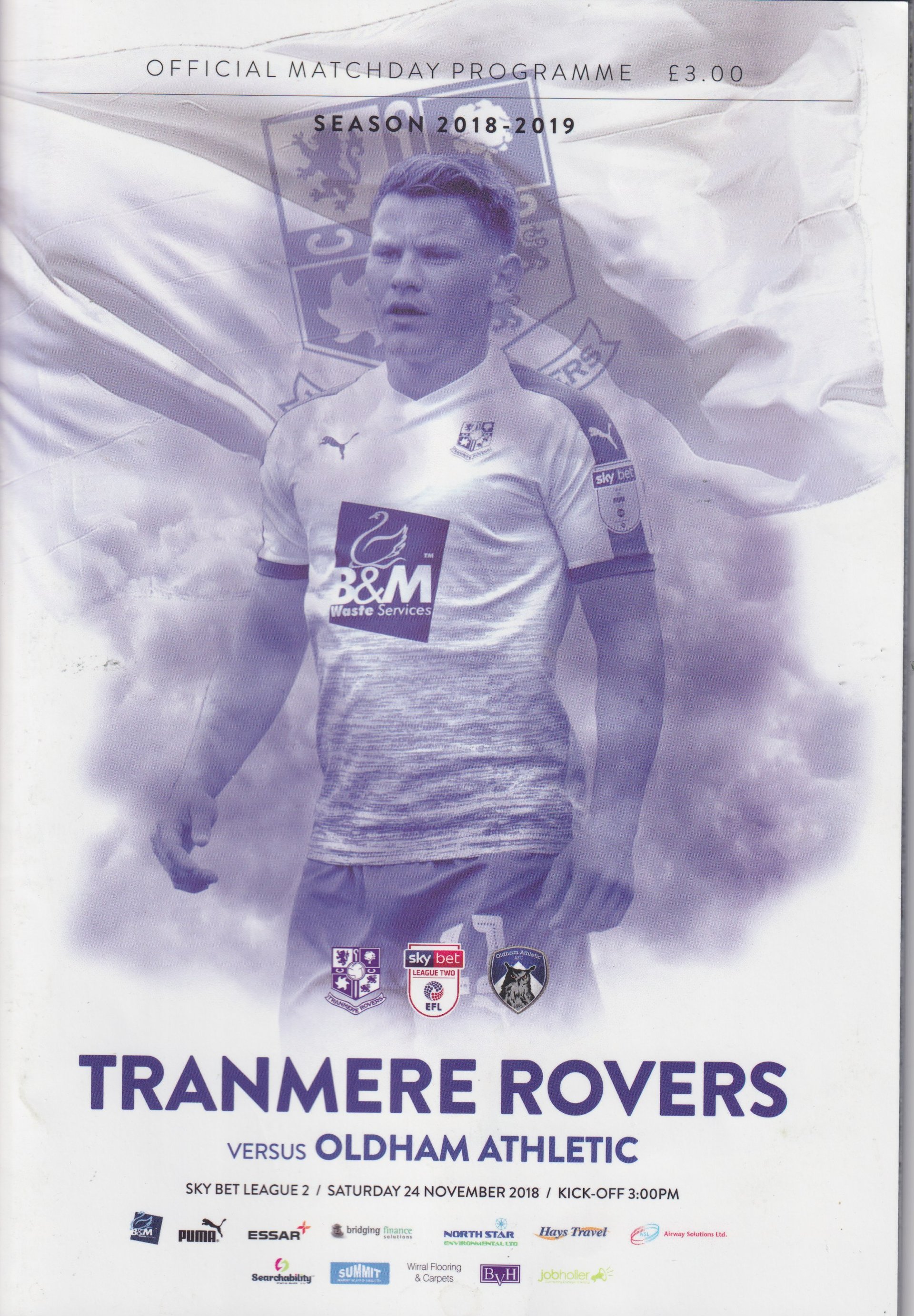 Tranmere Rovers v Oldham Athletic match programme